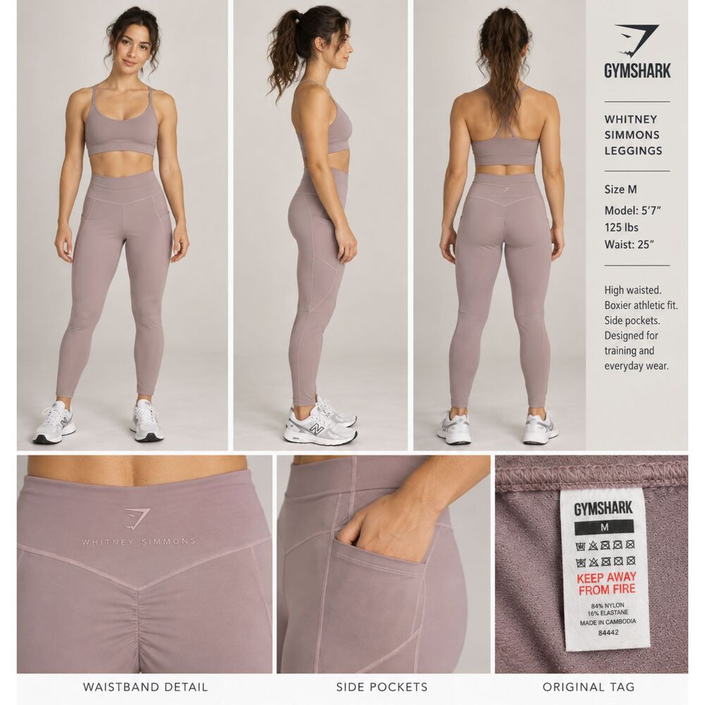 Gymshark Whitney Simmons Leggings Womens M High Waist Scrunch Back Pockets Lilac
